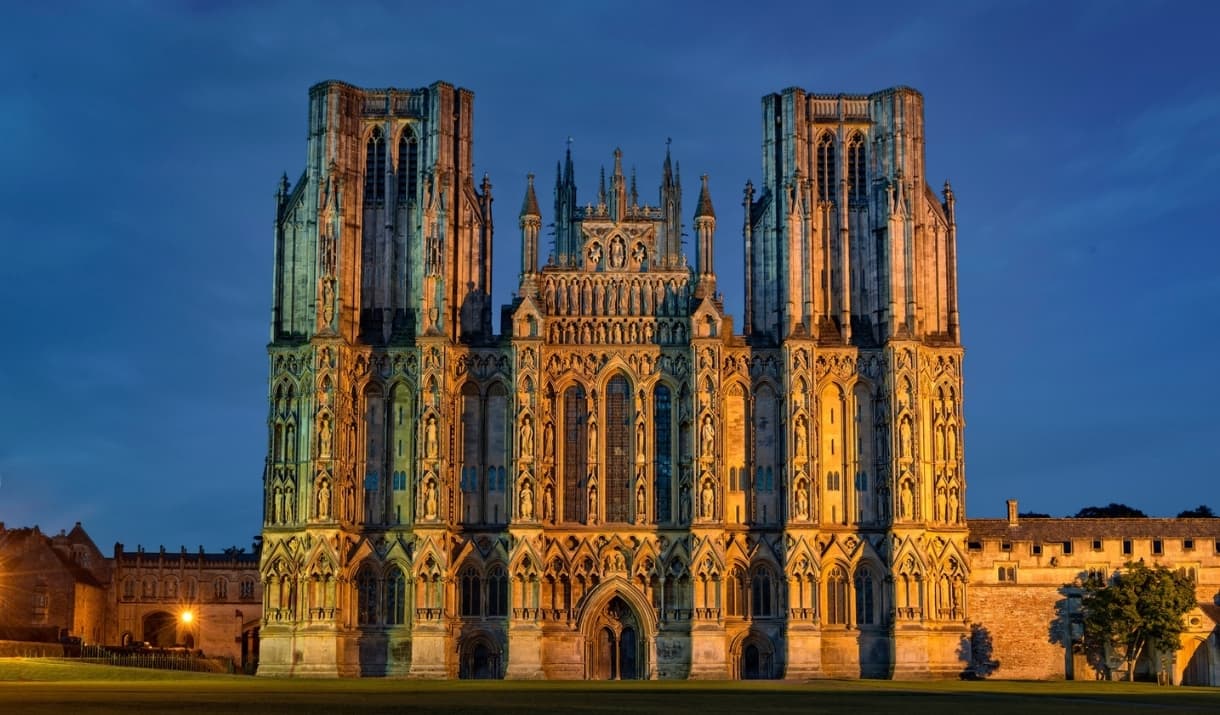 The west front of Wells Cathedral